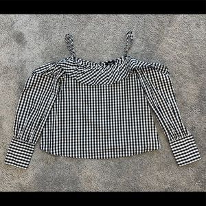 Gingham Cold Shoulder Longsleeve Top — Bardot — size M/8